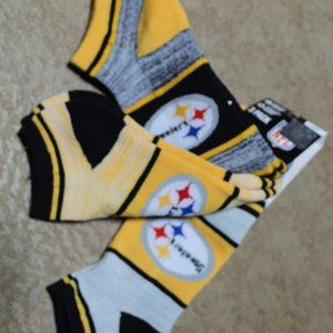 Pittsburgh Steelers NFL 3 Pack Mens Large Socks Fits Size 8-13 NWT